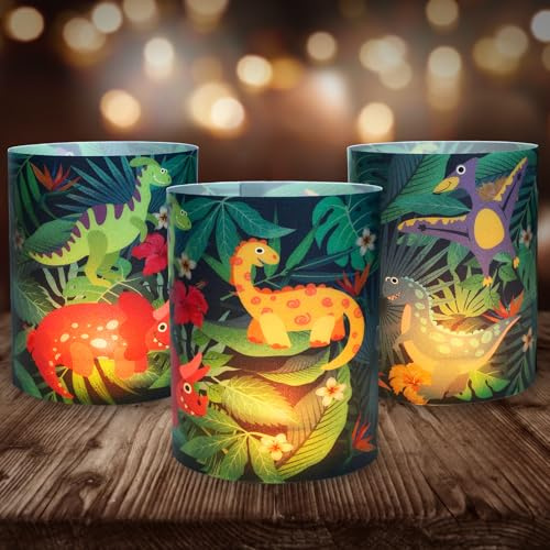 Tischdeko Kinder Geburtstag Dino, Seutgjie Dino Geburtstag Deko Junge Mädchen für Teelichter oder Kerzen