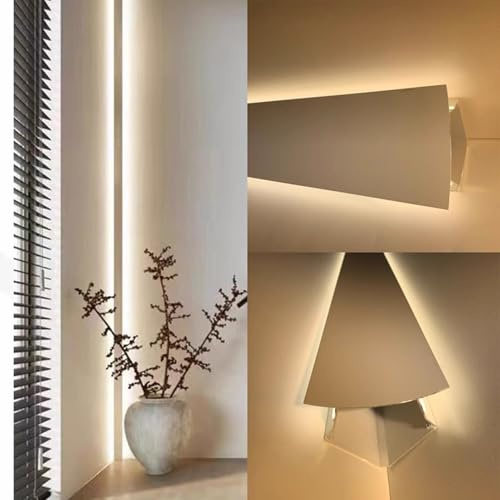 JNTFNE Kronenleiste für indirekte Beleuchtung, Aluminium-Kanalprofil ohne LED-Streifen, Beleuchtungssystem für Wohnzimmer/Schlafzimmer/Theater, LED-Fußleiste