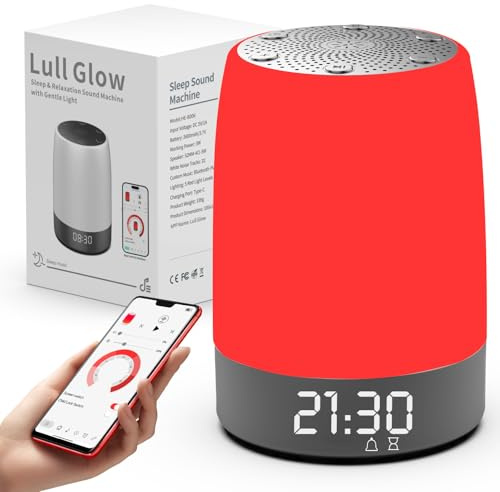 Bestkid Rotlichtlampe für Schlaf Nachtlicht Rot mit APP-Steuerung Wecker Timer, Weiß Rauschruhe Lampe Schlafhilfe für Schlafzimmer, Stressabbau, Entspannung, Meditation, 600-690nm Lull Glow