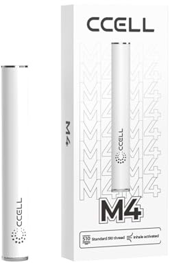 CCELL M4 510 Thread Battery, White, 290mAh Capacity, USB-C Charging, Draw Activated, Compatible with CBD and Thick Oil Cartridges -no Nicotine (White)