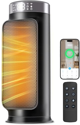 Intelligenter Heizlüfter Energiesparend, 1800W PTC Heater mit WLAN/App/Alexa/Google-Sprachsteuerung für den Innenbereich, Heizen & Kühlen 2 in 1, Heizer für bad, Home Office, Schlafzimmer
