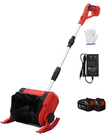 ORIDLECTAL Pala da Neve con Ruote Elettrica, Spazzaneve a Batteria, Spala Neve, Batteria Li-Ion 20V 4.0Ah, Facile Sgombero Neve, per Gradini e Vialetti