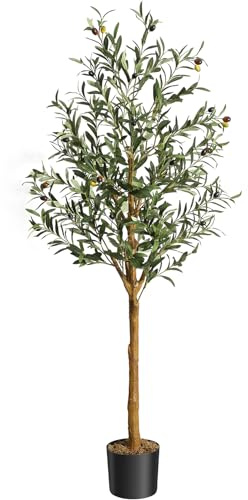 150 cm großer künstlicher Olivenbaum, künstliche Pflanze für den Innenbereich, mit Oliven, Zweig & Blätter ohne Pflege, künstliche Pflanze/künstliche Pflanzendekoration für Wohnzimmer, Büro, Balkon