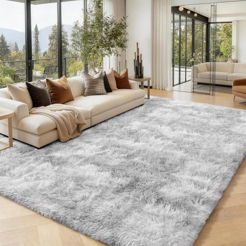 Homaxy Hochflor Flauschig Teppich Wohnzimmer, 120x160 cm | Anti-Rutsch Unterseite Weich Teppiche Waschbarer Moderner Matte fürs Kinderzimmer Schlafzimmer, Grau