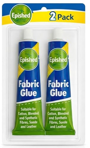 Fabric Glue for Clothes, 2 x 50ml – Strong Craft Fabric Adhesive for DIY, Upholstery, Textile, Felt & Badges – Suitable for Cotton, Blended & Synthetic Fabrics, Suede & Leather