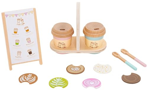 Holz-Kaffee-Spielzeug-Set,Holz Spielzubehör,Kinder Kaffee Rollenspiel Spielzeug Set | Geeignet Für Und Mädchen ab 2 Jahren, Weihnachtsfeier Und Geburtstagsfeier