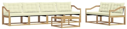 vidaXL Outdoor-Sofagarnitur 7 pcs Weiß und Creme 79 x 79 x 37 cm, Garten, modernes Outdoor-Sofa, Terrassen-Lounge-Set, Bequeme Sitzmöbel für gemütliche Abende