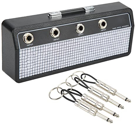 BONKZEBU Soporte para Llaves con Enchufe para Guitarra, Estante para Llaves de Montaje en Pared con Llaveros para Casa, Estudio, Oficina, Material Metálico