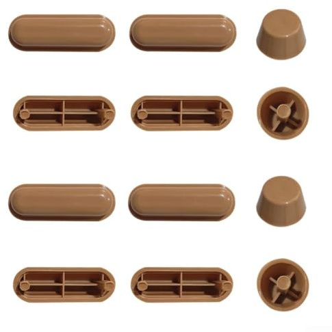 Toilet Seat Bumpers Replacement Kit, Anti-Slip Noise Reduction Pads for Standard Toilet Lids, Quiet Close Buffer Stops, ABS Material, Fit for Home and Hotel Use(Brown)