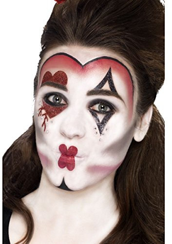 Smiffys 44409 - Königin der Herzen Make-Up Kit mit Gesichtsfarben Gesicht Tattoo Gem Aufkleber Crayon und Applikatoren