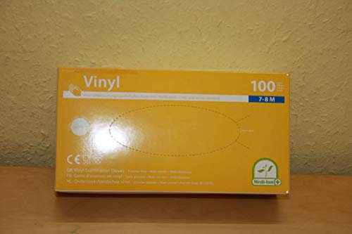Medi-Inn Einmalhandschuhe Vinyl transparent Größe M Untersuchungshandschuhe puderfrei AQL 1,5. Handschuhe 100 Stück in Einer Box