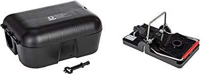 Köder-Discount Sparset Rattenbekämpfung mit Schlagfalle | Rattenfalle ohne Rattengift | Effizient | Einfach zu bedienen | Wiederverwendbar | Zuverlässig | Schnell (1x Köderbox + 1x Schlagfalle)