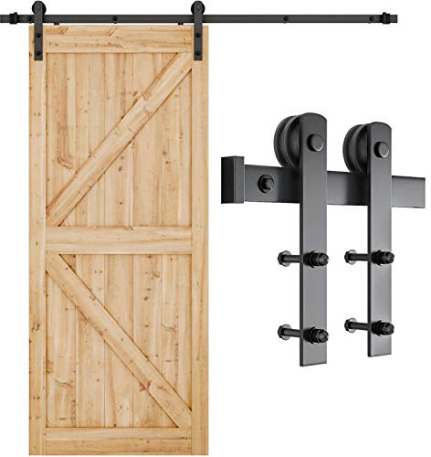 SMARTSTANDARD 6.6FT Barn Door Hardware kit, Barn Door Track, Sliding Door Hardware kit, Smoothly and Quietly -Heavy Duty Sturdy -Easy to Install, Fit 36-40 Wide Panel (I Shape Hanger)