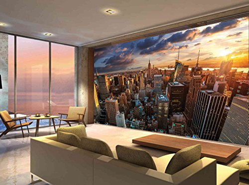 amazingsticker Papier peint photo New York City Skyline Manhattan pour chambre à coucher 260 x 175 cm
