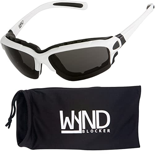 WYND Blocker Halvert Motorcycle Sunglasses Riding Glasses, White/Smoke