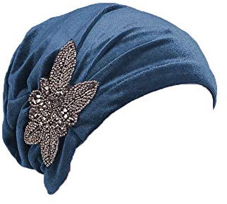 Velvet Beanie Cap mit Blume Glatte Farbe Turban für Frau Kopf für Krebs Chemo Onkologische Chemo Night Hair Loss Hair (Grau)