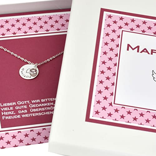 Taufkette Silber Mädchen Geschenk zur Taufe Geburt Taufgeschenk Engel Taufe Gravur Taufschmuck Geschenk Schachtel Baby und Kinder Patenkind Schutzengel Kette | HANDMADE IN GERMANY