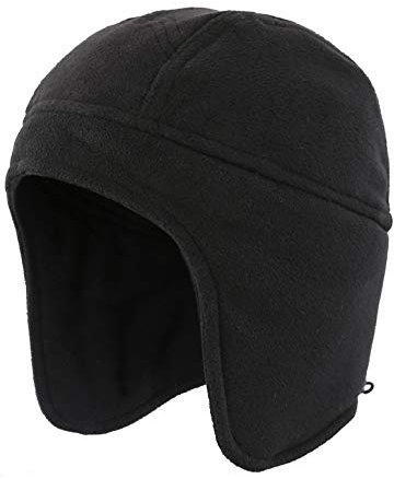 Home Prefer Bonnet d'hiver en Polaire Chaude avec Cache-Oreilles pour Homme et Femme, Noir, L