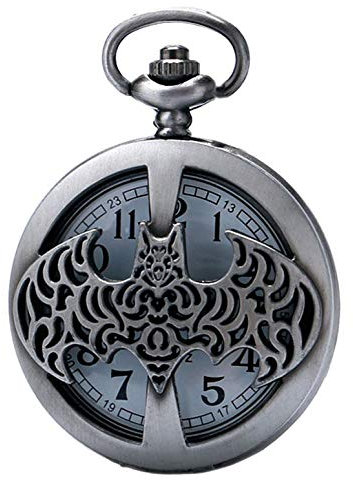 CokinkiDs Batman-Taschenuhr für Herren und Kinder, Superhelden-Motiv, Batman-Motiv, Halskette mit Anhänger, Jungen und Mädchen…
