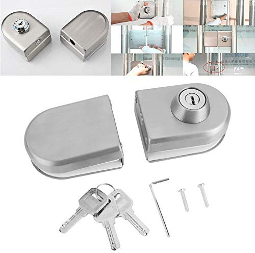 Glass Door Lock, 10 to 12 mm Stainless Steel Glass Door Lock Display Cabinet Safety Lock Furniture Lock Drawer Lock Cabinet Lock with Keys Opening for Home Hotel Bathroom