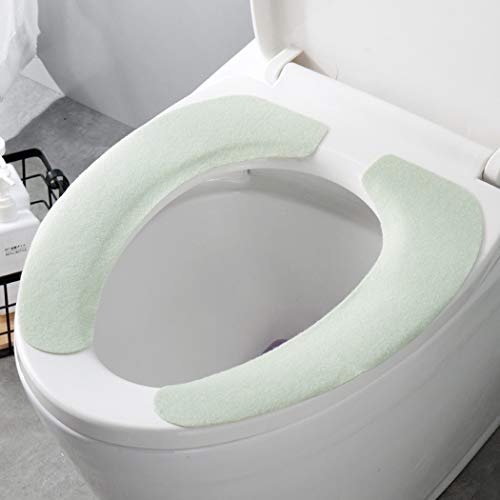 Abcsea 3 Stück Toilettensitzabdeckung, WC Sitz Matte, Warme Toilettensitz, WC Sitzbezüge, Adsorption Toilette Sitzbezug, WC-Sitz Cover, Maschinenwaschbar, Grün