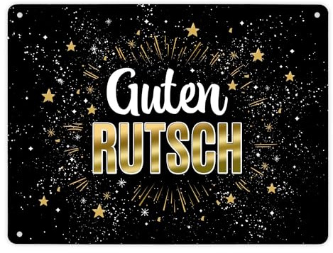 Guten Rutsch Metallschild XL mit Sterne Motiv