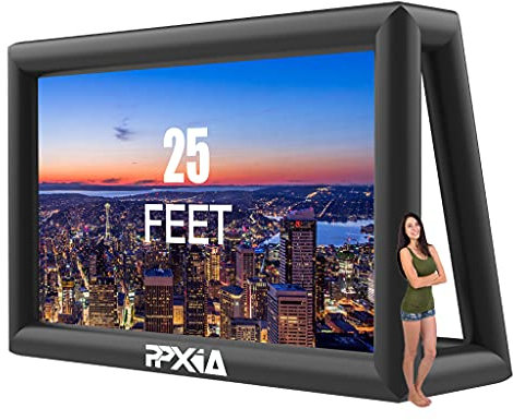 PPXIA Inflatable Movie Screen Outdoor Projector Screen for Outside 25ft, Large Blow Up Screens Front and Rear Projection with Air Blower, Best for Movie Nights Backyard Home Theater