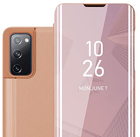 Cadorabo Hülle kompatibel mit Samsung Galaxy S20 FE Schutzhülle TPU Silikon Case 360 View Spiegel, Slim Kratzfest Weiche Gummi mit Rundumschutz Cover Hülle für Galaxy S20 FE in Pink