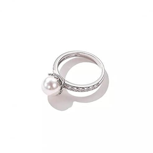 BAJIE Ehering 925 Sterling Silber Ring Damen glänzender Kristall Perlenring Kristall und Zirc