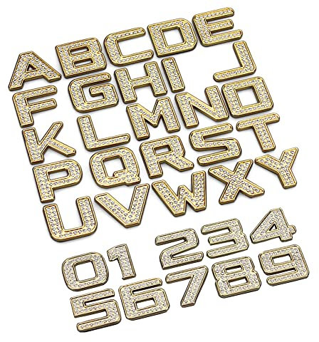 NewL Automotive Custom Bling Bling 3D Kristall Diamant Metall Buchstaben Emblem Badge Kit (Gold)