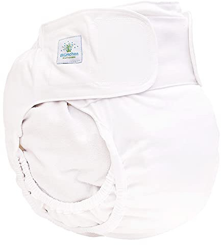 Blümchen - Kinder & Erwachsenen Stoffwindel V2 (2in1-Inkontinenz-Windel) - Weiß Größe L (Erwachsene) Bundweite 85-130cm
