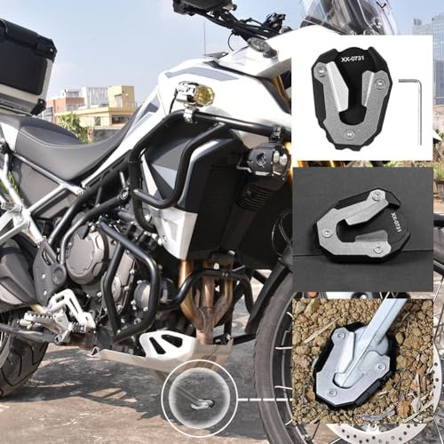 Lorababer Motorcycle Kickstand Pad Extender Plate Aluminum Foot Side Stand Enlarger Extension Pad Support Plate Compatible with T.riumph TIGER 900 Rally/Rally Pro 2021+