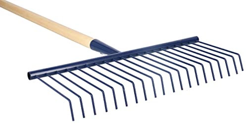 KOTARBAU® Rastrello da giardino in filo di acciaio per prato, fogliame, fieno, 170 x 40 cm, manico in legno