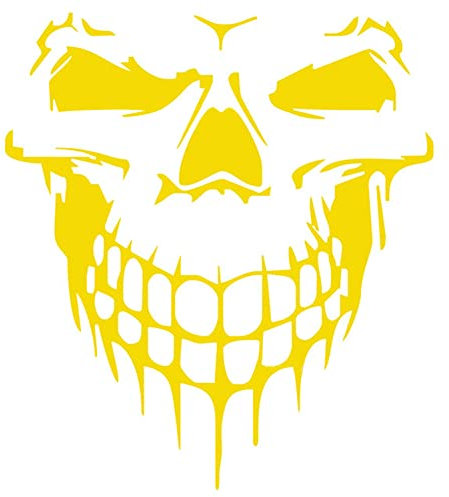 ihreesy Totenkopf Autoaufkleber,Universal Auto Schädel Sticker Motorhaube Heckscheibe Tür Spiegel Fenster Karosserie Decal Motorrad Auto Aufkleber Außen Scheibenaufkleber Dekoration,Gelb