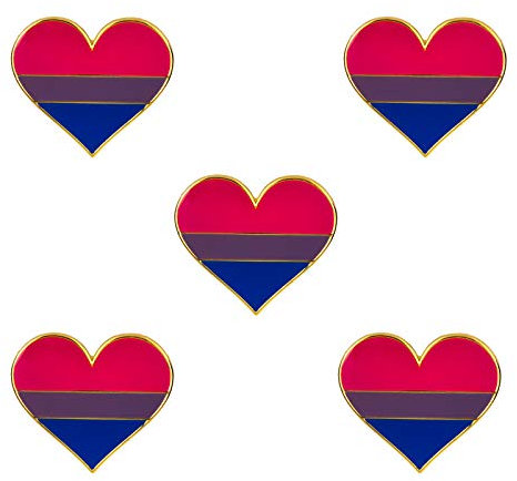 Pack 5 Bisexual Pride Herzform Anstecknadel Broschen Pins Flagge Abzeichen Brosche Abzeichen