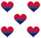 Pack 5 Bisexual Pride Herzform Anstecknadel Broschen Pins Flagge Abzeichen Brosche Abzeichen