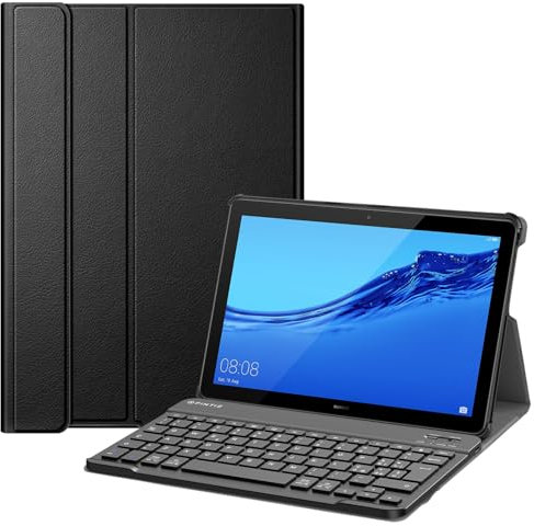 FINTIE Tastiera Custodia per Huawei MediaPad T5 10 [Layout Italiano], Slim Cover con Rimovibile Magnetica Wireless Bluetooth Tastiera, Nero