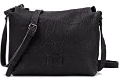 Biba Tasche für Damen aus echtem Leder, Umhängetasche Leather Chester Texas CHR5L, Langen Griff, Reißverschluss, Echtes Schaffell, Schwarz Farbe