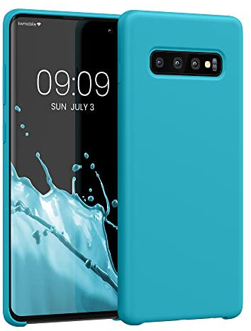 kwmobile Hülle kompatibel mit Samsung Galaxy S10 Plus / S10+ Hülle - Silikon Handy Case - Handyhülle weiche Oberfläche - kabelloses Laden - Cool Glacier