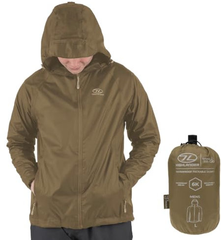 Highlander Men’s Waterproof Jacket - Stow & Go Packaway Jacket - Ultimate Waterproof Protection, Lightweight & Breathable, Perfect for Everyday and Outdoor Adventures