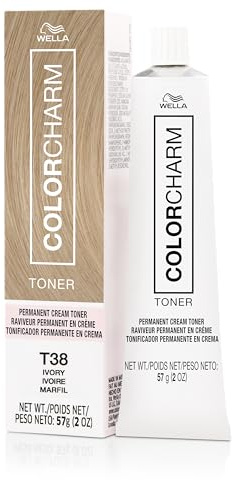 COLORCHARM Permanent Cream Toner | Neutralize Brass | Free of Animal-Derived Ingredients, Parabens & Gluten Free | T38 Ivory | 2 oz