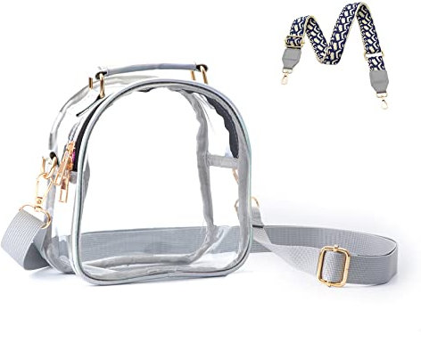 ONEGenug Damen Transparente Schultertasche Durchsichtige Umhängetasche Stadion Genehmigte Klare Sporttasche mit 2 Gurte für Arbeit Sport Spiele Konzerte