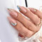 Ceboic Mandel Nägel Zum Aufkleben Kurz, 24 Stück Glossy Glitzer French Künstliche Nägel mit Blaue Wellen Design, Kunstnägel Press on Nails Mittel Acryl Falsche Nägel für Frauen