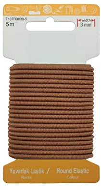 MITSY Elástico redondo resistente a desgarros, cordón de goma para coser, ancho de 3 mm, 5 m, marrón, fuerte, redondo, goma de goma para pantalones, hogar, manualidades, telas para cerca
