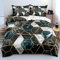 DXHOME 3D Bettwäsche 135x200 4teilig Gold und Weiß Türkis Marmor Grün Dunkelgrün Geometrisches Muster Luxus Modern Jugendliche Bettbezüge mit Reißverschluss und 2 Kissenbezüge 80 × 80 cm