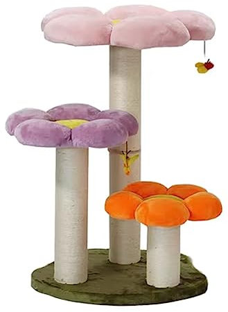Kratzbaum Klein, Katzenbaum, Katzenturm, Stern, Mond, Wolke, Katzenklettergerüst, rosa Sisal-Katzenspielzeug, niedliches Katzenstreu, Katzenkratzer, Katzensprungplattform