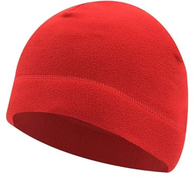 HIQIU Winter Warm Fleece Mütze für Damen und Herren, Unisex Outdoor Sport Radfahren Einfarbig Wintermütze Ski Beanie Cap (DE/NL/SE/PL, Alphanumerisch, Einheitsgröße, M, Rot)