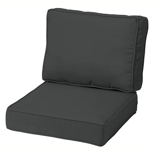 TENAGE Outdoor-Sitzkissen-Set, wasserdicht, Outdoor-Stuhlkissen für Terrassenmöbel, mit farbbeständigem und abnehmbarem Bezug mit verstellbaren Riemen, für Terrasse, Hof, Garten, 55 x 55 cm,