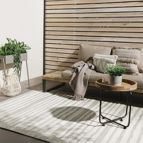benuta Basic In- & Outdoor Teppich Flora - Beige 160x230 cm - Geometrisches Design - Wetterfest & UV-beständig - Für Balkon, Terrasse, Garten - Küchenteppich & Wohnzimmerteppich - Pflegeleicht Robust