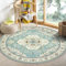 Nyescasa Runder Teppich Wohnzimmer Schlafzimmer Vintage Boho Kurzflor Teppich Weich Waschbar rutschfest Runder Teppiche für Kinderzimmer Esszimmer Outdoor, Beige Türkis, Rund 140 cm